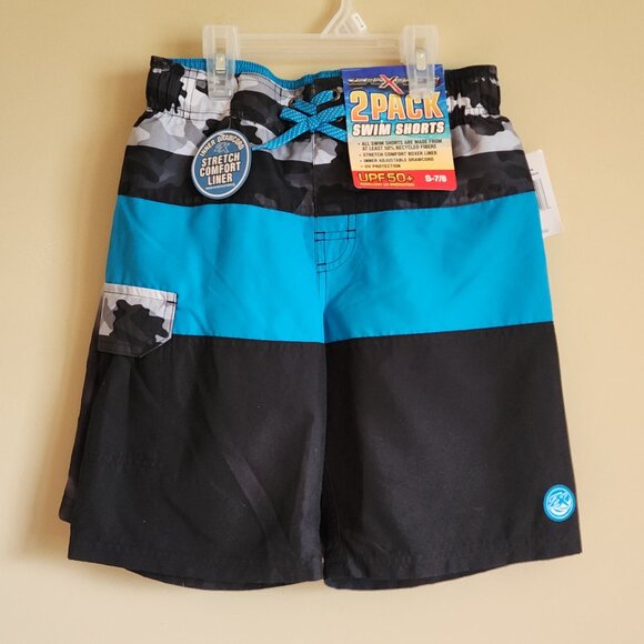 ZeroXposur - 2 Set Boys Swim Trunks Surfboard Shorts UPF 50 Size Small 7/8 NWT - Picture 2 of 7